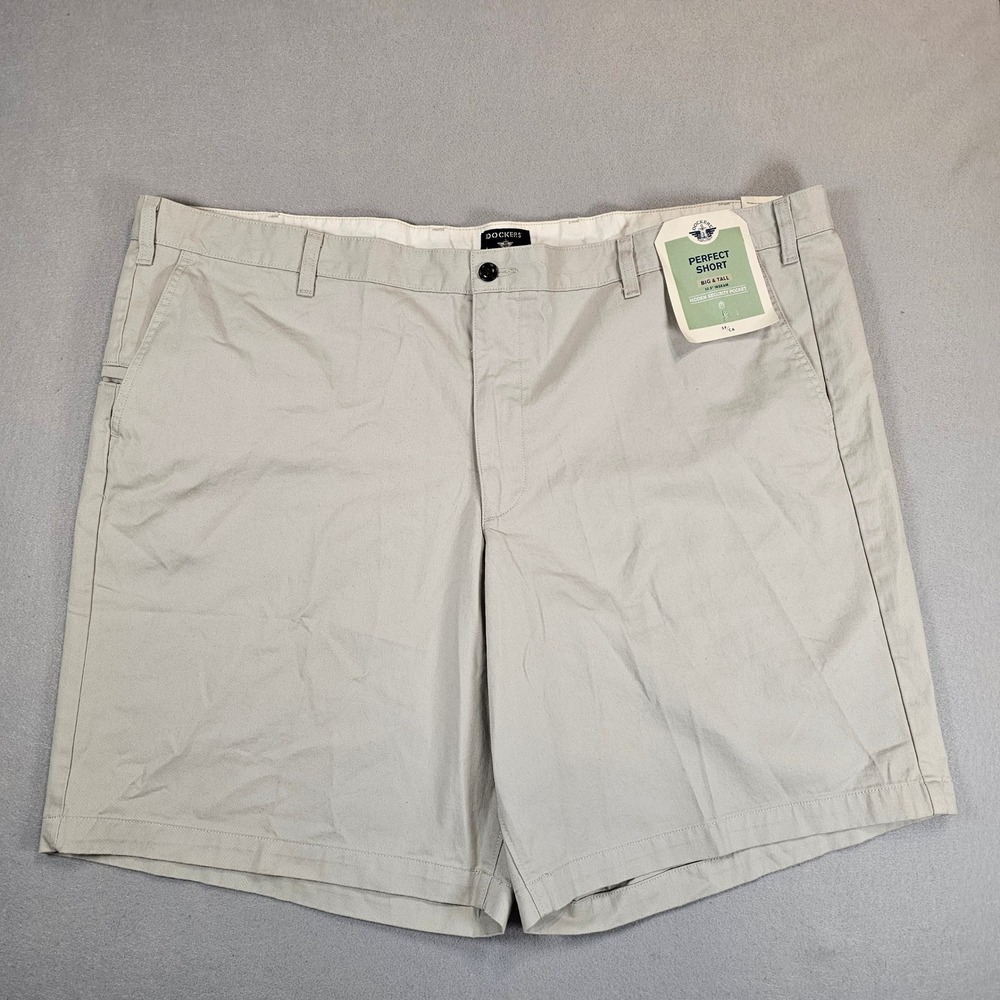 Dockers Perfect Short Mens 50 Beige Khaki NWT Big Tall 10.5in Chino A1624-0005